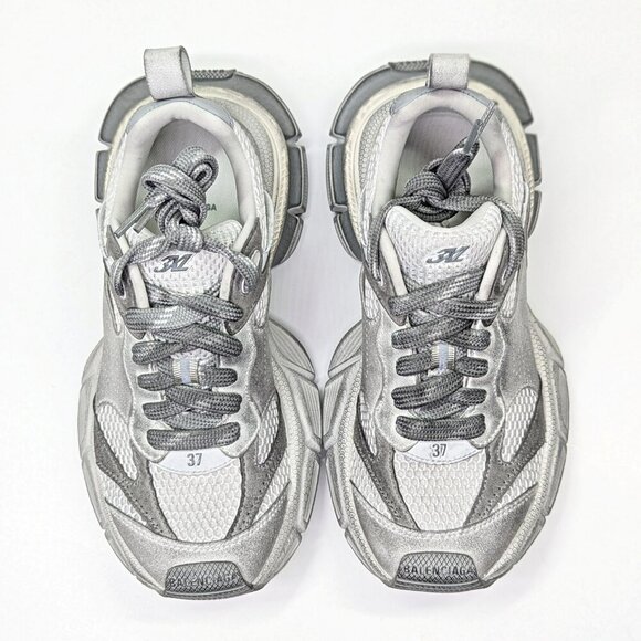 Balenciaga 3XL Distressed Suede & Mesh Sneakers Light Grey Size 37 MSRP $1,130 - Picture 6 of 15